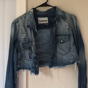 Carmar jean cropped shirt